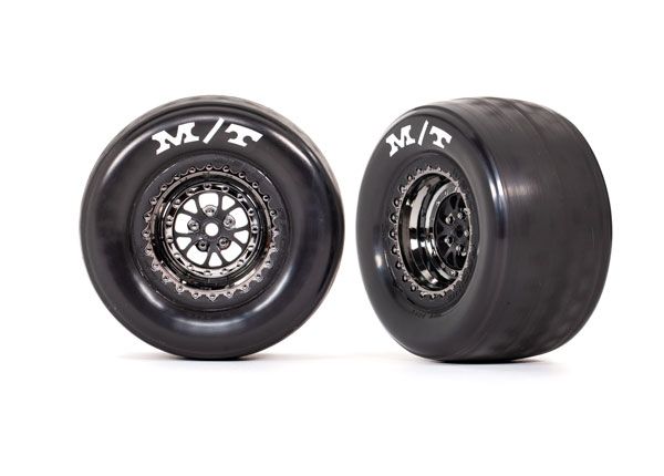 9475x Traxxas Tires & wheels, assembled (black chrome wheels) (R) (2) 9475X