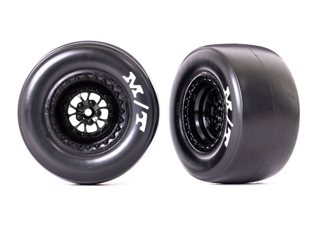 9476 Traxxas Tires & wheels (Weld glossy black) M/T Drag Slicks (2) TRA9476