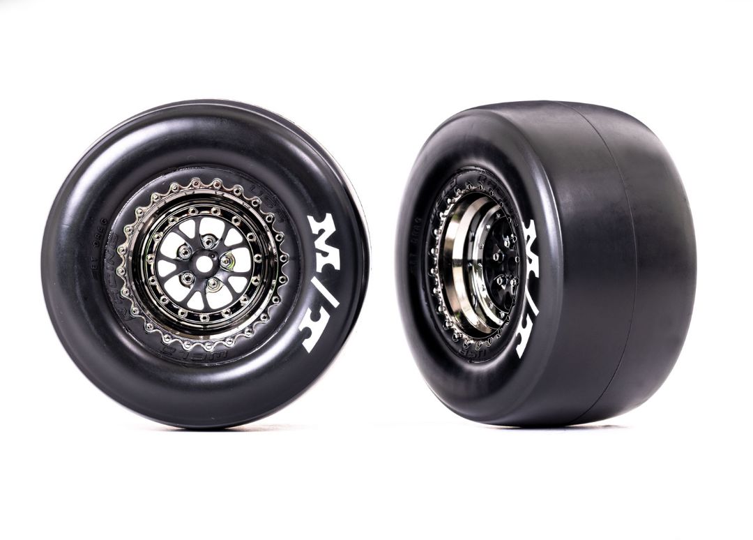 9476x Traxxas Neumáticos y ruedas (cromo negro soldado) M/T Drag Slicks (2) TRA9476X