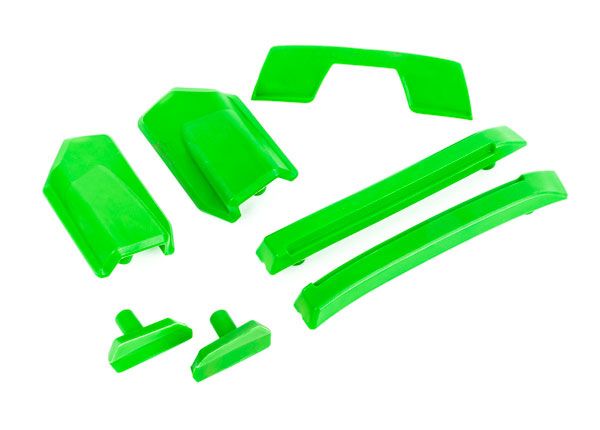 9510G Traxxas Body reinforcement set, green/ skid pads (roof) (fits #9511 body)