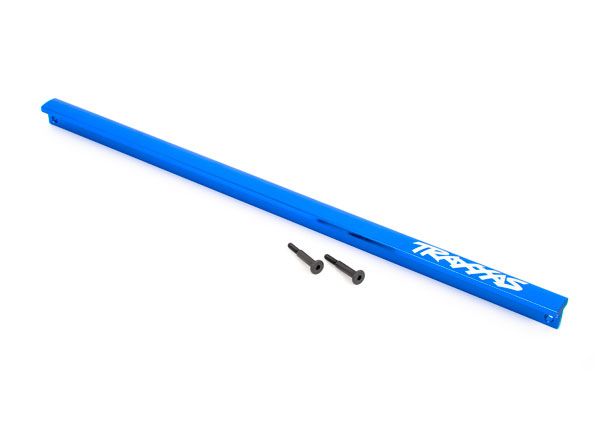 9523X Traxxas Chassis brace (T-Bar), 6061-T6 aluminum (blue-anodized)/ 3x16 SS (2) (fits Sledge)