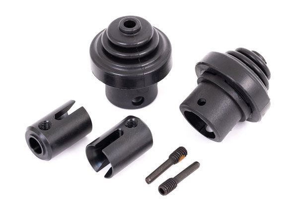9587 Traxxas Drive cup, front or rear (hardened steel) (for differential pinion gear)/ driveshaft boots (2)/ boot retainers (2)