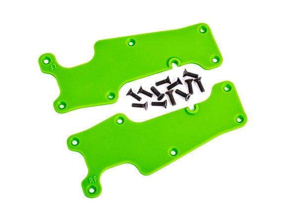 9633G Traxxas Suspension arm covers, green, front (left and right)/ 2.