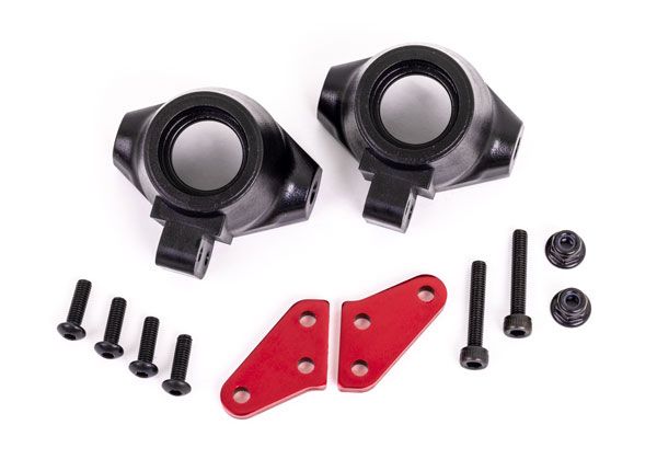 9637r Traxxas Steering block arms (aluminum,  red-anodized) (2)/ steering block  9637R