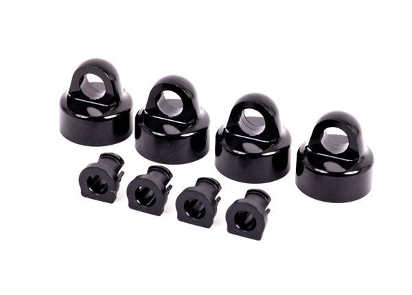 9664A Traxxas Shock caps, aluminum (black-anodized), GT-Maxx shocks (4)  9664A
