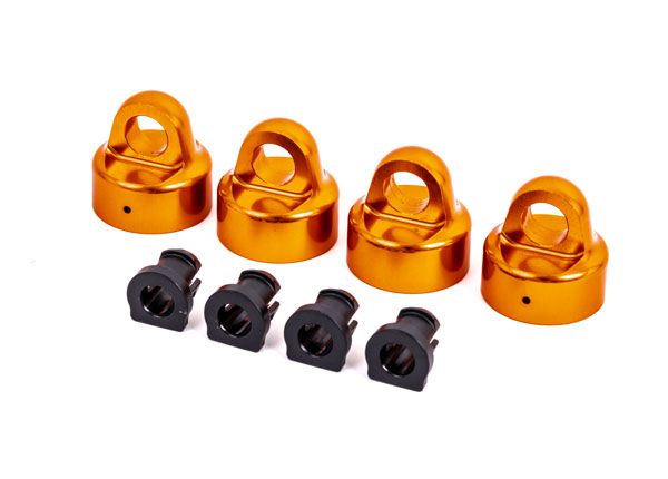 9664T Traxxas Shock caps, aluminum (orange-anodized), GT-Maxx shocks (4)  9664T