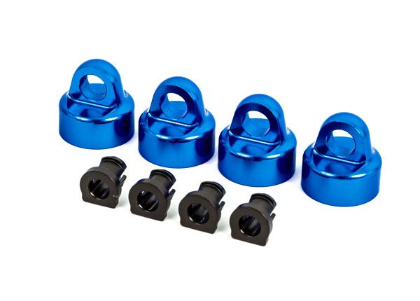 9664X Traxxas Shock caps, aluminum (blue-anodized), GT-Maxx shocks (4) 9664X