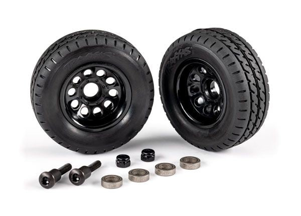 9797 Traxxas Trailer Wheels (2)/ Tires (2)/ Mounting Hardware