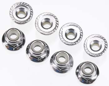 3647 Traxxas 4mm Steel Flanged Serrated Nylon Locknut (8)