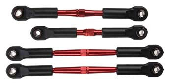3741X Turnbuckles, aluminum (red-anodized), camber links, front, 39mm (2), rear, 49mm (2) (assembled w/ rod ends & hollow balls)/wrench