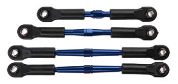 3741A Turnbuckles, aluminum (blue-anodized), camber links, front, 39mm (2), rear, 49mm (2) (assembled w/rod ends & hollow balls)/ wrench