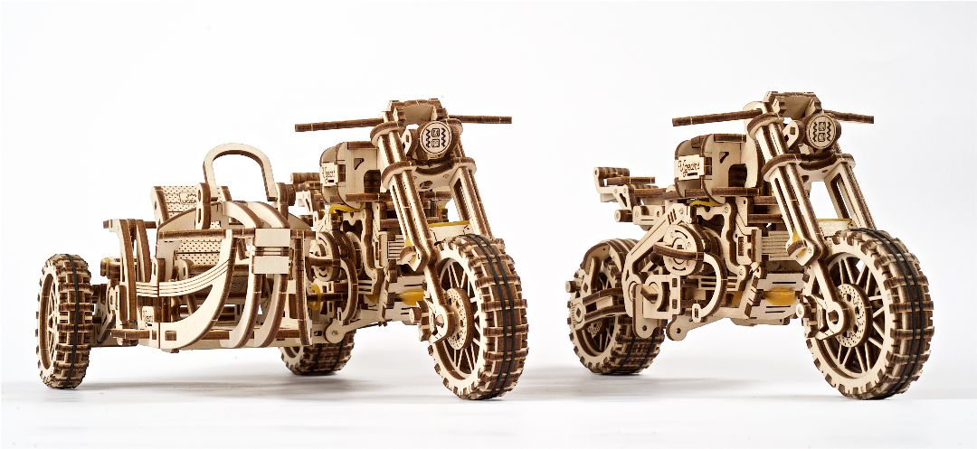 UGears Scrambler UGR-10 con sidecar - 380 piezas