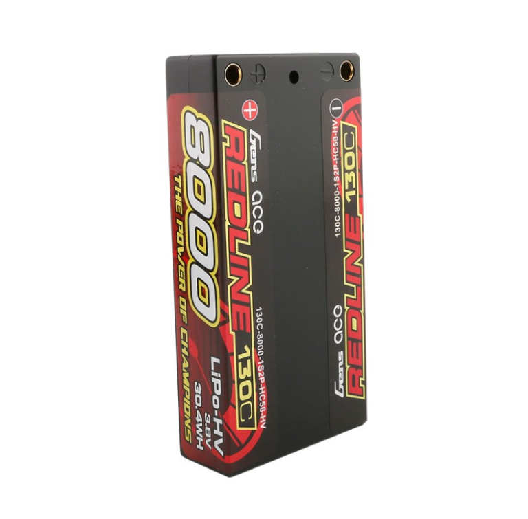 Gens ace Redline Series 8000mAh 3.8V 130C 1S2P HardCase HV Lipo Battery